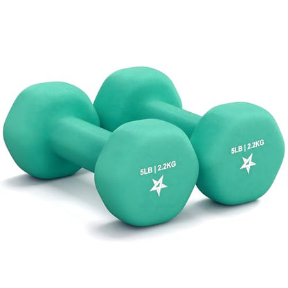 Yes4All Neoprene Coated Dumbbell Hand Weight Sets of 2 - Multiple Weight Options with 15 Colors, Anti-roll, Anti-Slip, Hexagon Shape