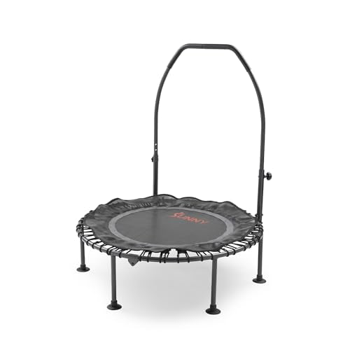 Sunny Health & Fitness 36”/40”/48” Bungee Exercise Trampoline for Adults with Adjustable Foam U-Shaped Handlebar – Home Indoor Cardio, Silent & Low Impact Bounce - size: 40" trampoline