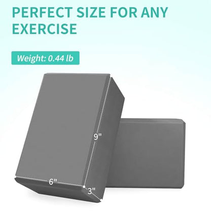 Yoga Blocks 4 Pack - EVA Foam Blocks for Pilates Workout, Stretching, Meditation - Yoga Block for Flexibility, Balance, Spine Strength, Non-slip and Lightweight Exercise Blocks
