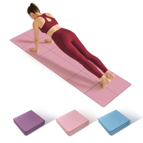 Foldable Yoga Mat Thick Non-Slip Exercise Mat - color: pink