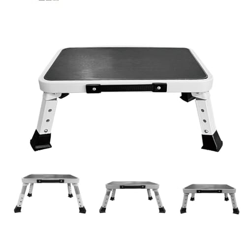 Foldable Step Stool, Adjustable Step Stool with a Non-Slip Platform, Step Ladder with Thick Rubber Feet for Adults Children in Kitchen, Bedroom, Office, Rv, 330 Lbs Capacity