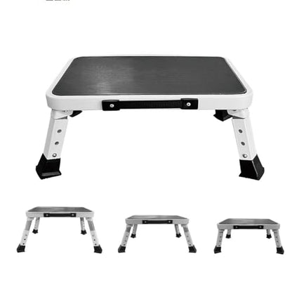 RV Step Stool Foldable Adjustable Step Ladder Sturdy Metal Stable Step Stool with a Non-Slip Platform Supports up to 500 lb with Non-Slip Rubber Feet