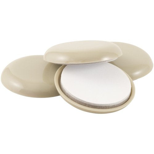 Self-Stick, Round Furniture Sliders for Carpeted Surfaces (4 piece) - 1-1/8" Round SuperSliders - color: Beige, size: 1-1/8", 4 Pack