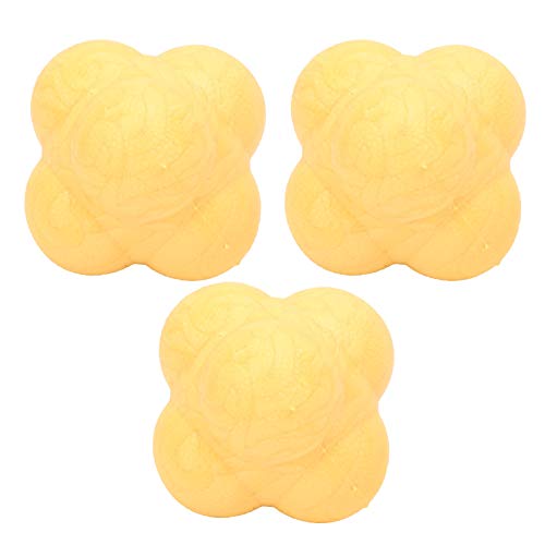 HERCHR Sports Reaction Balls, Reflex Ball 6PCS Hex Bounce Reaction Ball TPR Coordination Reflex Exercise Sports Fitness Training Ball for Hand Eye Coordination, Agility, Reflex Training - color: Yellow