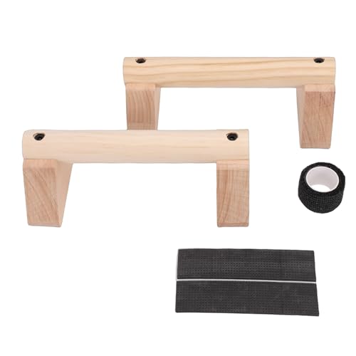 2 Pcs Beech Wood Push Up Bars Versatile Training Equipment for Chest, Shoulders, Arms, Core, with Non-Slip Rubber Hands, Lock Slots