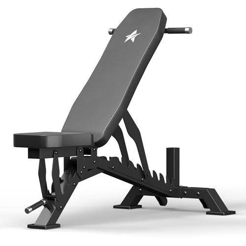 Weight Bench, Adjustable Workout Bench for Home Gym Full Body Workout, 1300LBS Weight Capacity Bench Press, Flat/Incline Bench with 33" Extra-Long Backrest & Wheels - color: black