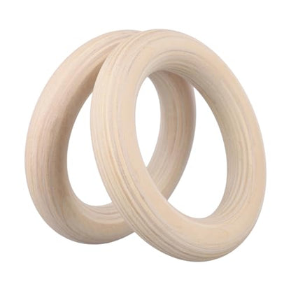2Pcs Gymnastics Rings Wooden Gym Ring 1500Lbs, Non-Slip Gymnastics Ring, Pull Up Workout Rings, Wood Gymnastics Ring GYM Ring For Kids, Adult, Home, Gym, Exercise, Training (25mm 19cm)