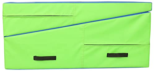 PRISP Folding Incline Gym Mat - Extra Long 71 x 28 x 14 in Wedge Gymnastics Tumbling Mat for Kids - color: Green; Blue