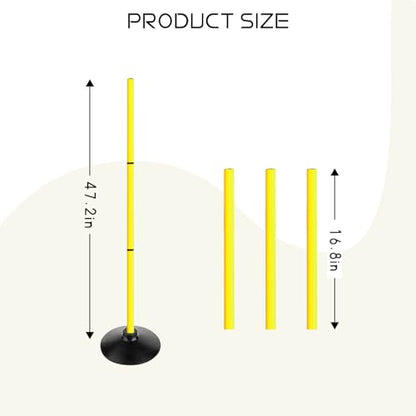 TNZMART 3.9FT Detachable Speed Agility Poles Agility Training Poles Set Adjustiable Height Soccer Poles with Rubber Base
