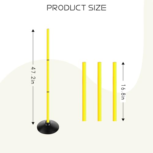 TNZMART 3.9FT Detachable Speed Agility Poles Agility Training Poles Set Adjustiable Height Soccer Poles with Rubber Base