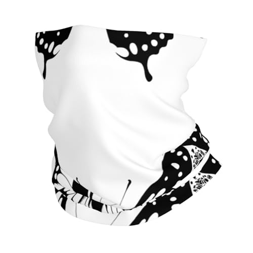 Black and White Lace Butterfly Prints Multifunctional Sport Headband – Seamless Stretch Neck Gaiter for Hiking, Biking, Running & Outdoor Activities – Soft, Quick-Dry, No-Fade Design