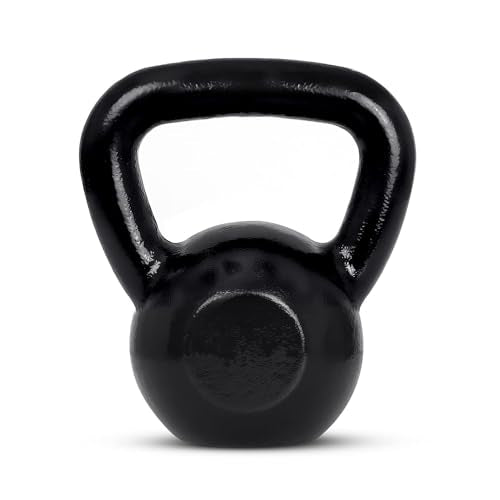 Amazon Basics Cast Iron Kettlebell for Strength Training, Textured Wide Handle, Black