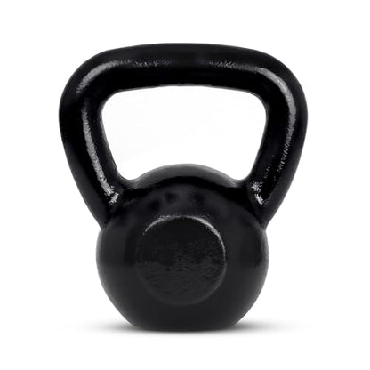 Amazon Basics Cast Iron Kettlebell for Strength Training, Textured Wide Handle, Black