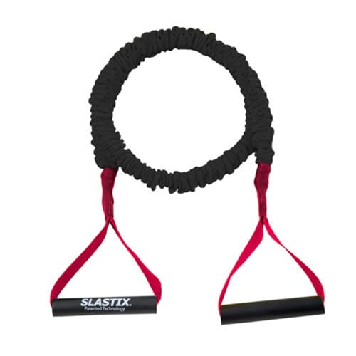 Slastix Toner Resistance Bands with Handles | Safe Sleeve Exercise Bands for Strength Training, Full Body Workouts, and Home Gym Fitness - color: Black, size: Medium Resistance - 20 lbs.