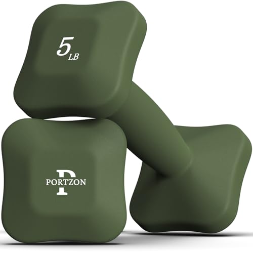 Portzon SafeGrip Dumbbells: Ergonomic, Neoprene-Coated with Anti-Slip Handles, Perfect for Home Workouts and Personal Training, Set of Two.