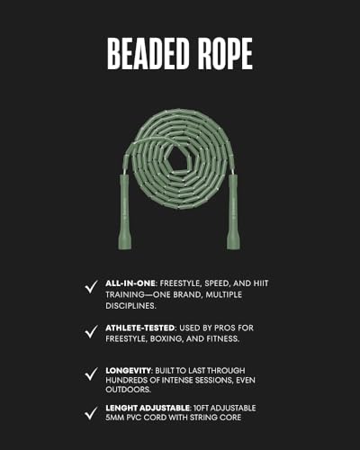 Swissskip Beaded Jump Rope Swissskip by Dayan Kolev; Unique Beaded Rope for Mastering Jump Rope Skills and Tricks - color: Light Green (Matcha)