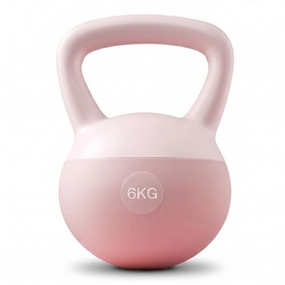 13lb Soft Kettlebell for Women, 10kg Strength Training Kettlebells for Home Gym, Steel Sand Filled PVC Kettle Bell with Wide Frosted Anti-Slip Handle for Glute & Full Body Workouts