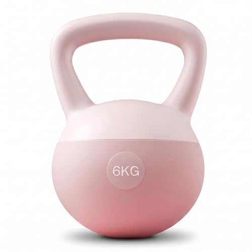 13lb Soft Kettlebell for Women, 10kg Strength Training Kettlebells for Home Gym, Steel Sand Filled PVC Kettle Bell with Wide Frosted Anti-Slip Handle for Glute & Full Body Workouts