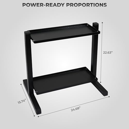 FEBTECH Heavy-Duty 2-Tier gym storage rack for Kettlebells, Compact kettlebell rack design as weight rack for home gym, steel weight storage racks organizer with secure weight holder Black