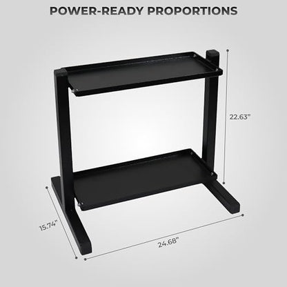 FEBTECH Heavy-Duty 2-Tier gym storage rack for Kettlebells, Compact kettlebell rack design as weight rack for home gym, steel weight storage racks organizer with secure weight holder Black