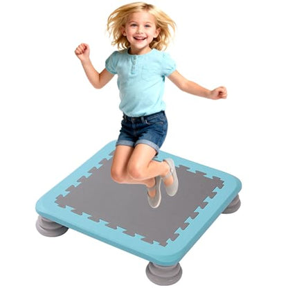 Sensory Trampoline for Autism Kids Indoor, 25 Inch Square Leaps and Rebounds Trampoline, Bouncing Board with Non-Slip Base, Mini Trampolines Bounce Board Jumping Toys, Max Loaded 165 lbs - color: Blue