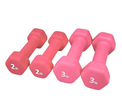 Neoprene Coated Dumbbell Hand Weight Set - style: 10-Pounds total -2 Pairs (2-LB, 3-LB)