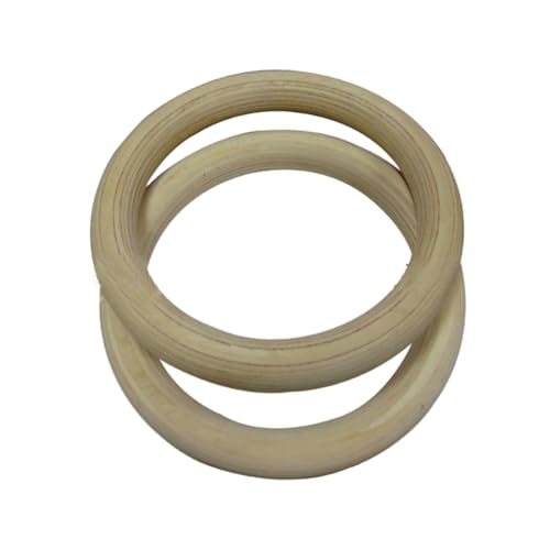 Toyvian Wooden Gymnastic Rings Woven Straps Adjustable Exercise Rings for Bodyweight Training for Home and Outdoor Workouts 28mm Diameter