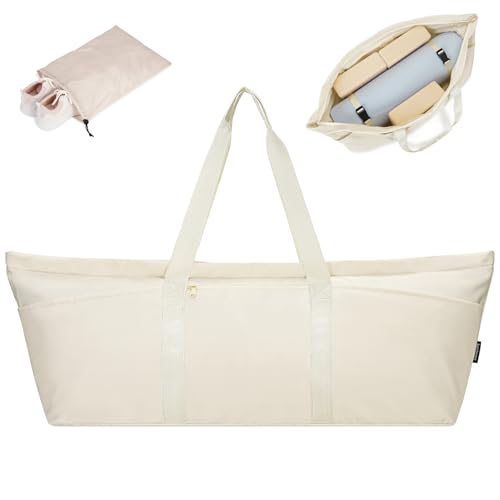 Large Yoga Mat Bag with Shoes Compartment and Wet Pocket Ladies Pilates Gym Tote Bag with Yoga Mat Holder Strap for Women Men Workout Carrier Stuff Accessories