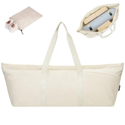 Large Yoga Mat Bag with Shoes Compartment and Wet Pocket Ladies Pilates Gym Tote Bag with Yoga Mat Holder Strap for Women Men Workout Carrier Stuff Accessories