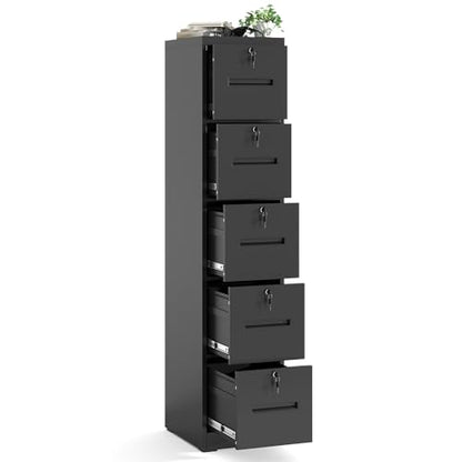 Metal File Cabinet with Drawer Heavy Duty Locking File Cabinets - color: Black, size: 68.3"H-5 drawers 5 locks