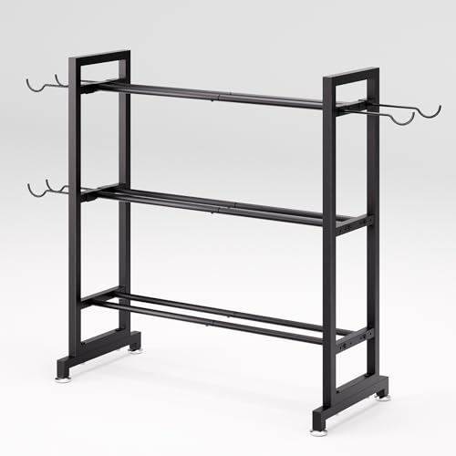 Adjustable 3-Tier Dumbbell Rack – Heavy-Duty Metal Weight Storage Stand for Dumbbells, Kettlebells, and More – Space-Efficient Home Gym Organizer – 396 lb Capacity (Dumbbells Not Included)