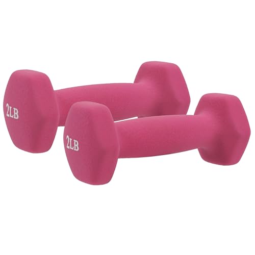 Sunny Health & Fitness Neoprene Coated Hex Shaped Dumbbell Non-Slip Fitness Weights for Home Gym Exercise, Full Body Workout Strength Building, Weight Loss, Sold in Pairs - Sizes - 2LB, 5LB, 8LB, 10LB