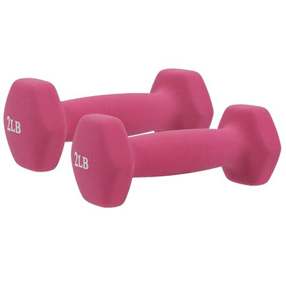 Sunny Health & Fitness Neoprene Coated Hex Shaped Dumbbell Non-Slip Fitness Weights for Home Gym Exercise, Full Body Workout Strength Building, Weight Loss, Sold in Pairs - Sizes - 2LB, 5LB, 8LB, 10LB