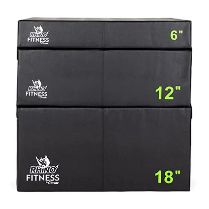 Champion Sports Foam Plyometric Box Set with 6", 12", and 18" Included - Durable Jump Boxes for Training with Handles, Hook and Loop Flaps - Stackable Cross Traning Plyo Box, Jumps for Gym