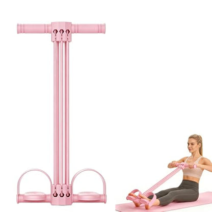 Pedal Resistance Bands with Handles, Upgrade 6-Tube Natural Rubber Foot Pedal Resistance Bands, Multifunction Fitness Bands for Abdomen Waist Arms Legs Training - color: Pink