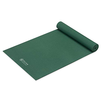 Gaiam Essentials 1/4" Thin (6mm) Yoga & Pilates, Fitness & Exercise Mat with Easy-Cinch Carrier Strap Cusion Support For Fitness and Gym Workouts
