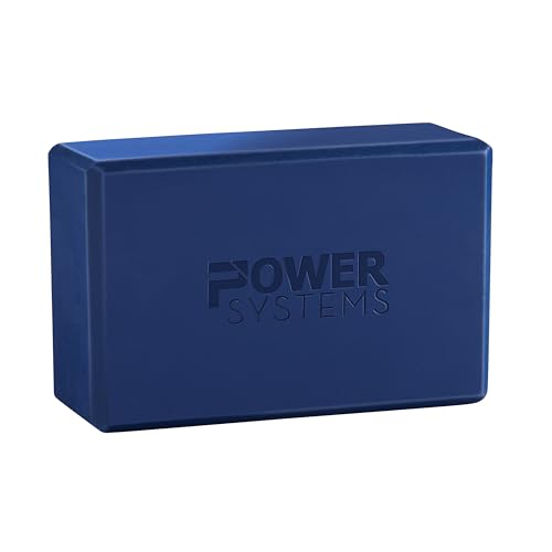 Power Systems Yoga Block | Commercial Grade Foam, Lightweight, Durable Ergonomic Support for Home and Studio Use | Yoga, Pilates, Meditation, Flexibility, and Balance with Textured Non-Slip Grip and Smooth Edges