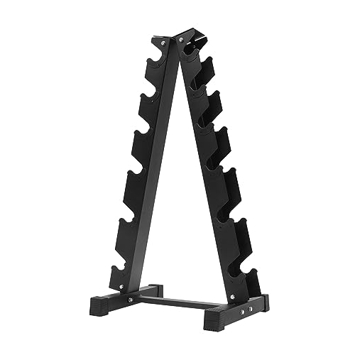 6-Tier Dumbbell Weight Rack, Rubber Encased Exercise & Fitness Hex Dumbbell, Dumbbell Rack Stand for Home Gym – Heavy Duty A-Frame Weight Rack Holds 6 Pairs of Dumbbells, 660 lbs Capacity