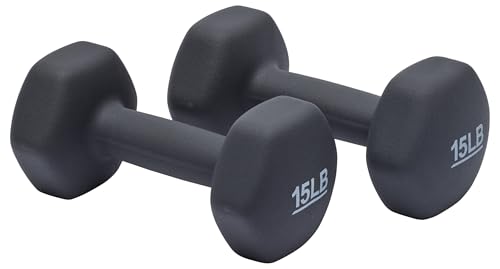 Amazon Basics Neoprene Dumbbell Hand Weights for Exercise and Muscle Toning - style: 15 Pound, Pair