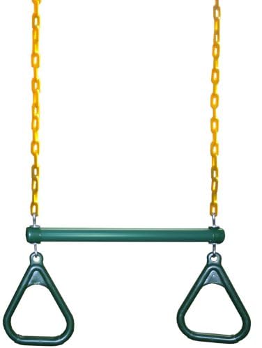 Heavy-Duty Ring Trapeze Bar Combo, Large 20" Trapeze Swing Bar with Triangular Gymnastic Rings and Pinch-Free Coated Swing Chains 43" Long