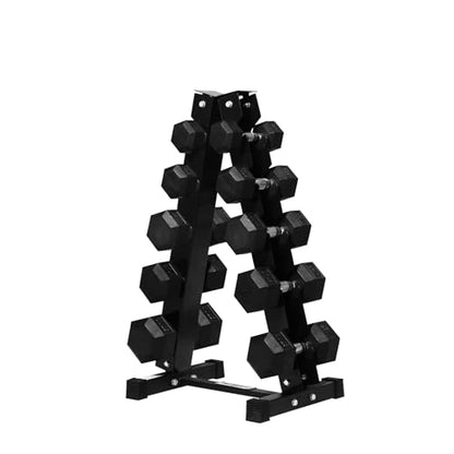 RitFit Rubber Hex Dumbbell Set with Storage Weight Rack - style: 200 LBS (5-35LB)