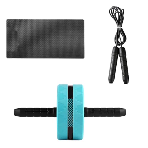 ABOOFAN Mute Ab Roller Wheel with Knee Pad and Jump Rope Non-slip Handles for Comfortable Grip Silent Core Strength Trainer for Women and Beginners Blue and Black Fitness Equipment for