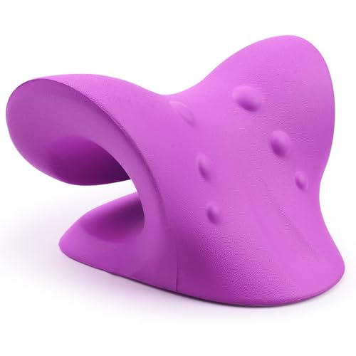RESTCLOUD Neck and Shoulder Relaxer, Cervical Traction Device for TMJ Pain Relief and Cervical Spine Alignment, Chiropractic Pillow, Neck Stretcher (Purple) - color: Purple