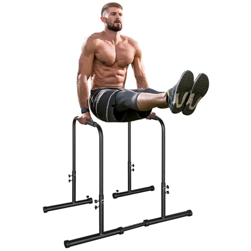 Dip Stand Station, Adjustable Height Dip Station for Strength Training, Heavy Duty Steel Parallel Push Up Stand, Home Gym Fitness Workout Dip bar Station,Tricep Dips, Pull-Ups, Push-Ups
