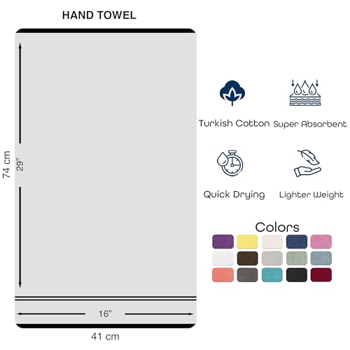 Hawmam Linen Light Blue Hand Towels 4 Pack Turkish Cotton Premium Quality Soft and Absorbent Small Towels for Bathroom