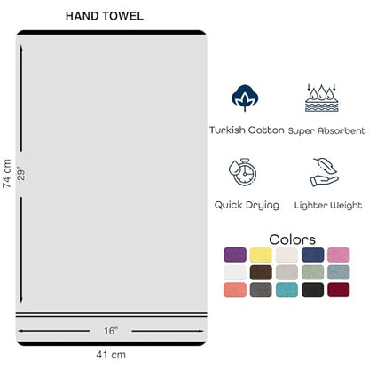 Hawmam Linen Light Blue Hand Towels 4 Pack Turkish Cotton Premium Quality Soft and Absorbent Small Towels for Bathroom