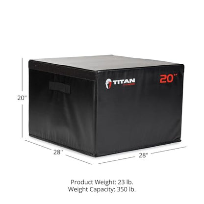Titan Fitness 20" Stackable Soft Foam Plyometric Box, High Density EPE Foam Core Plyo Box, Step Up Exercise Platform, Box Squat, Step-Up, Box Jumps for Home Garage Gym Training