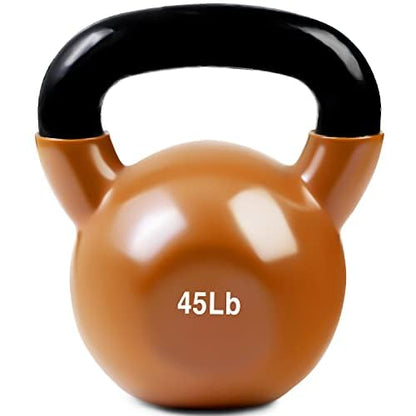 JFIT Kettlebell Weights Vinyl Coated Iron - style: 45lb (Bronze)