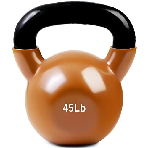 JFIT Kettlebell Weights Vinyl Coated Iron - style: 45lb (Bronze)