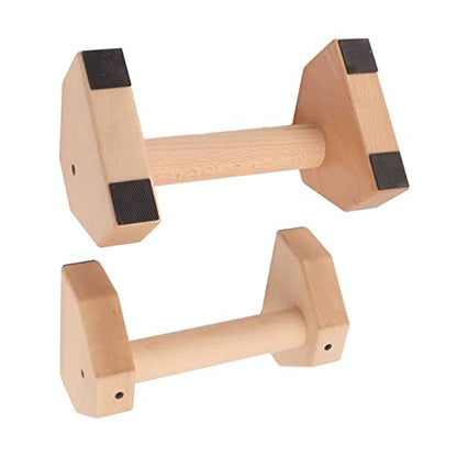 Pack of 2 Wooden Push Up Handles, Non-Slip Pushup Bar Handstand Parallettes Bars for Calisthenics and Fitness (25 cm / 9.8 inches)